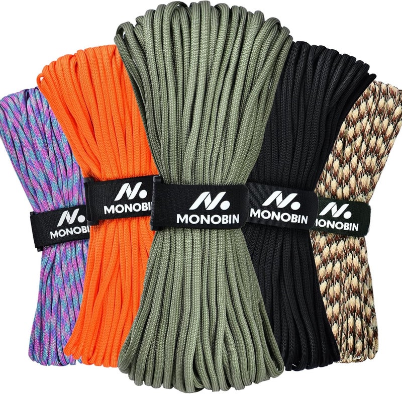MONOBIN Paracord Rope 100FT for Making Paracord Projects, 4mm 7 Strand Parachute Cord for Lanyard, Survival Bracelets, Clothsline,Hiking - Image 1
